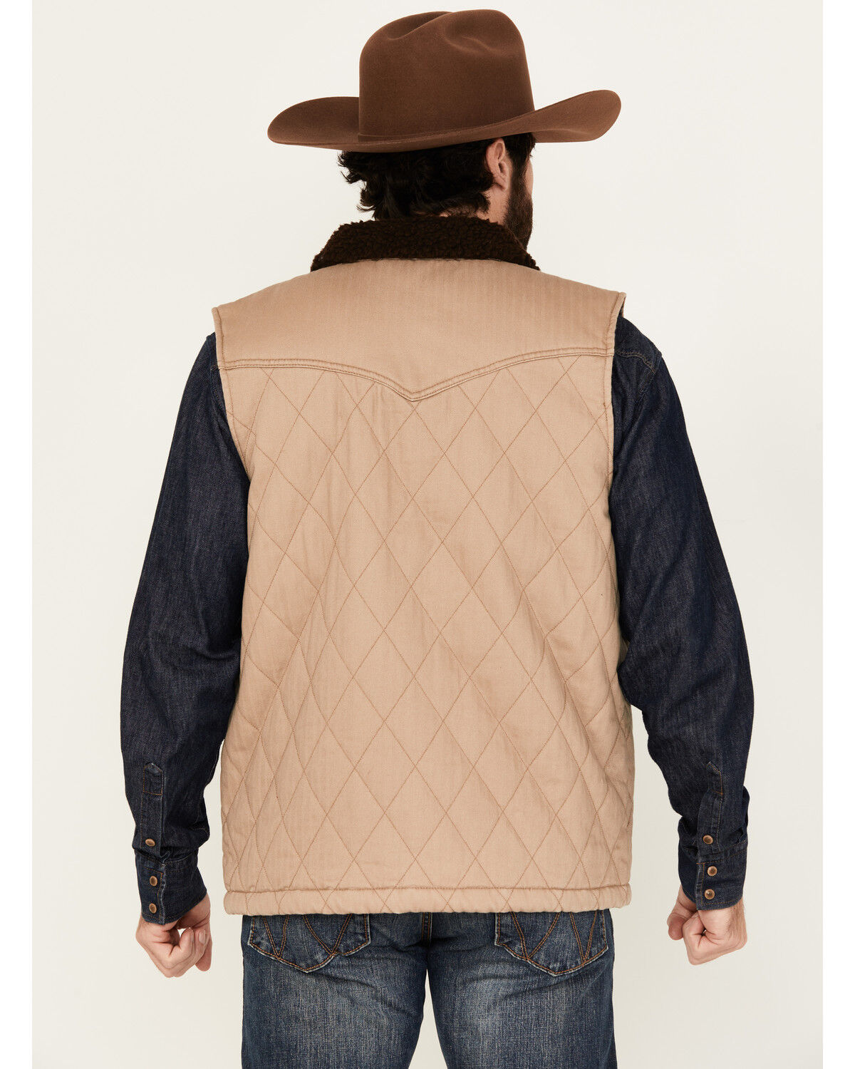 Image #4 - Blue Ranchwear Men's Ogden Lined Quilted Vest, Wheat, hi-res