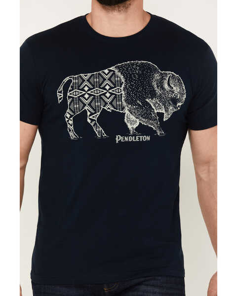 Image #3 - Pendleton Men's Jacquard Bison Short Sleeve Graphic T-Shirt, Navy, hi-res