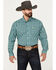 Image #1 - Cinch Men's Small Plaid Print Long Sleeve Button-Down Western Shirt , Green, hi-res