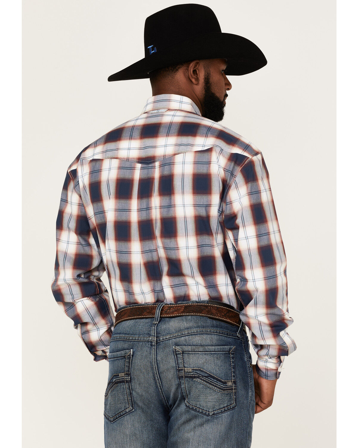 Image #4 - Roper Men's Liberty Bell Large Plaid Print Long Sleeve Button-Down Western Shirt, Blue, hi-res