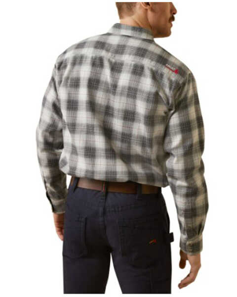 Image #2 - Ariat Men's FR Cogburn Plaid Print Long Sleeve Snap Work Shirt , Charcoal, hi-res