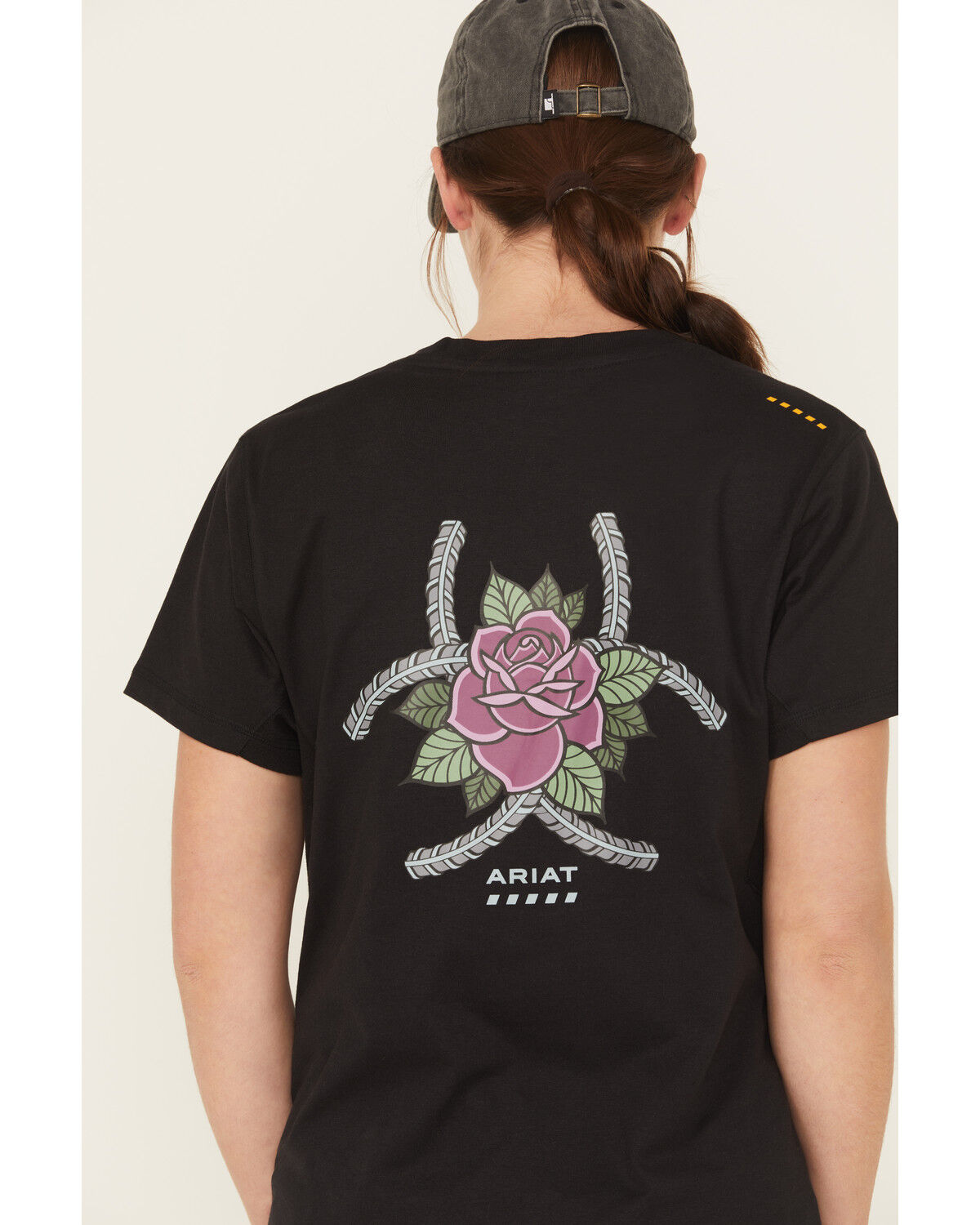Image #4 - Ariat Women's Rebar Workman Rose Short Sleeve Graphic Work Tee, Black, hi-res