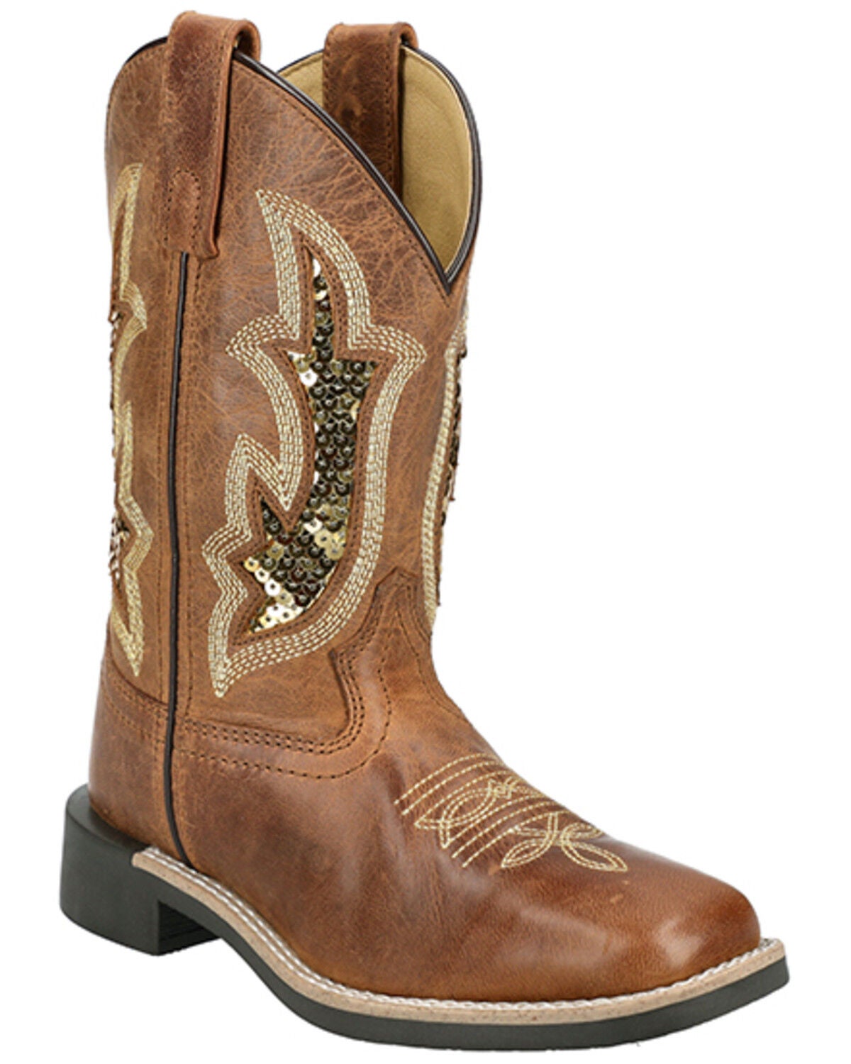 Smoky Mountain Girls' Nevada Western Boots - Broad Square Toe, Brown, hi-res