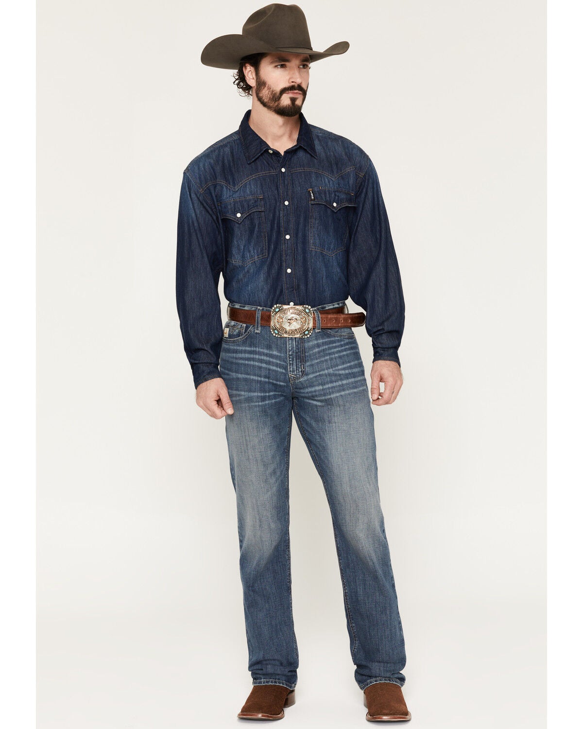 Cinch Men's Ian Medium Wash Slim Bootcut Stretch Denim Jeans, Medium Wash, hi-res