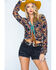 Image #2 - Ryan Michael Women's Aspen Southwestern Silk Print Long Sleeve Pearl Snap Western Shirt , Grey, hi-res