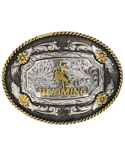Image #1 - Cody James Men's Oval Wyoming Belt Buckle, Silver, hi-res