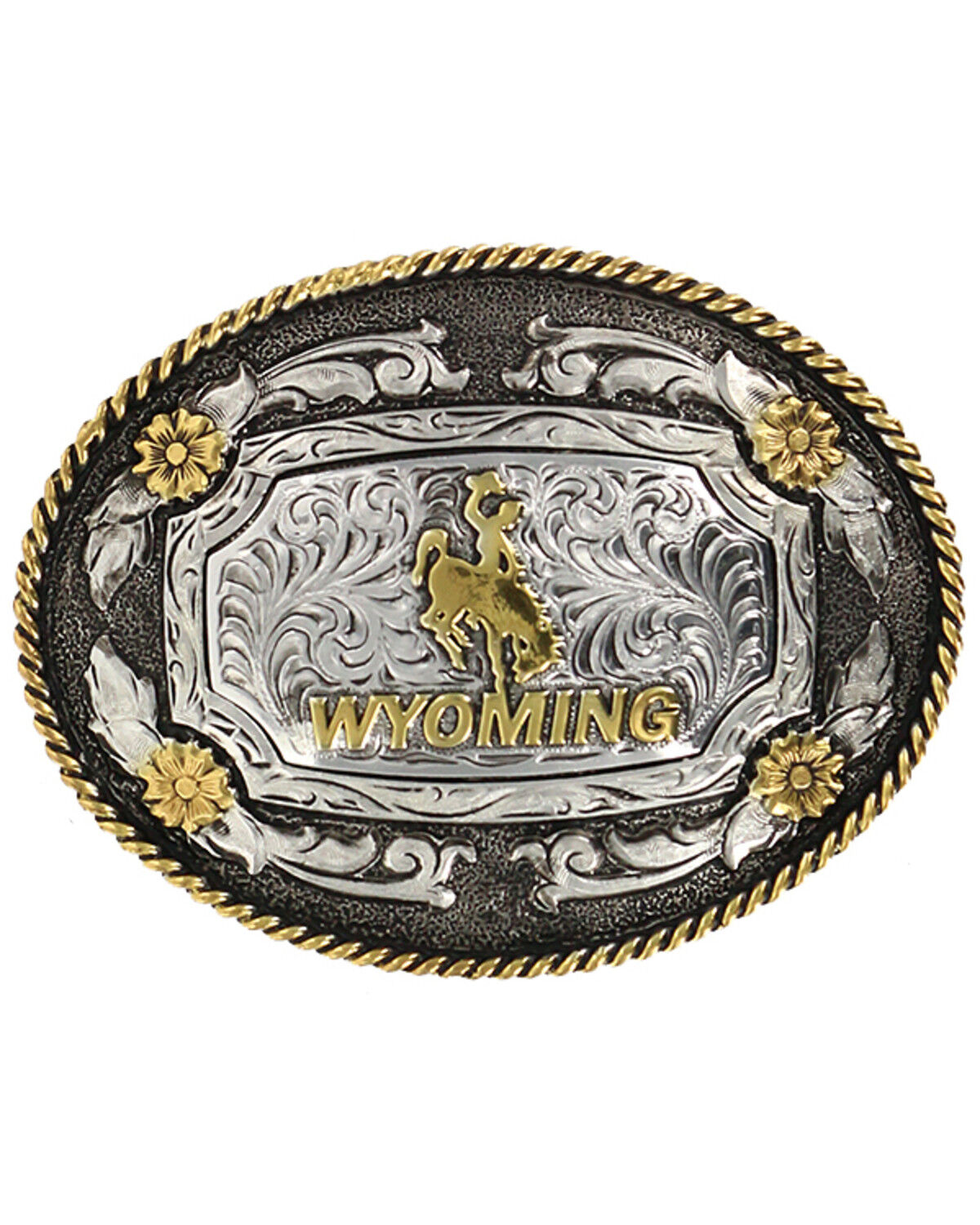 Image #1 - Cody James Men's Oval Wyoming Belt Buckle, Silver, hi-res