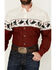 Image #3 - Roper Men's Vintage Bull Rider Border Print Long Sleeve Pearl Snap Western Shirt, Dark Red, hi-res