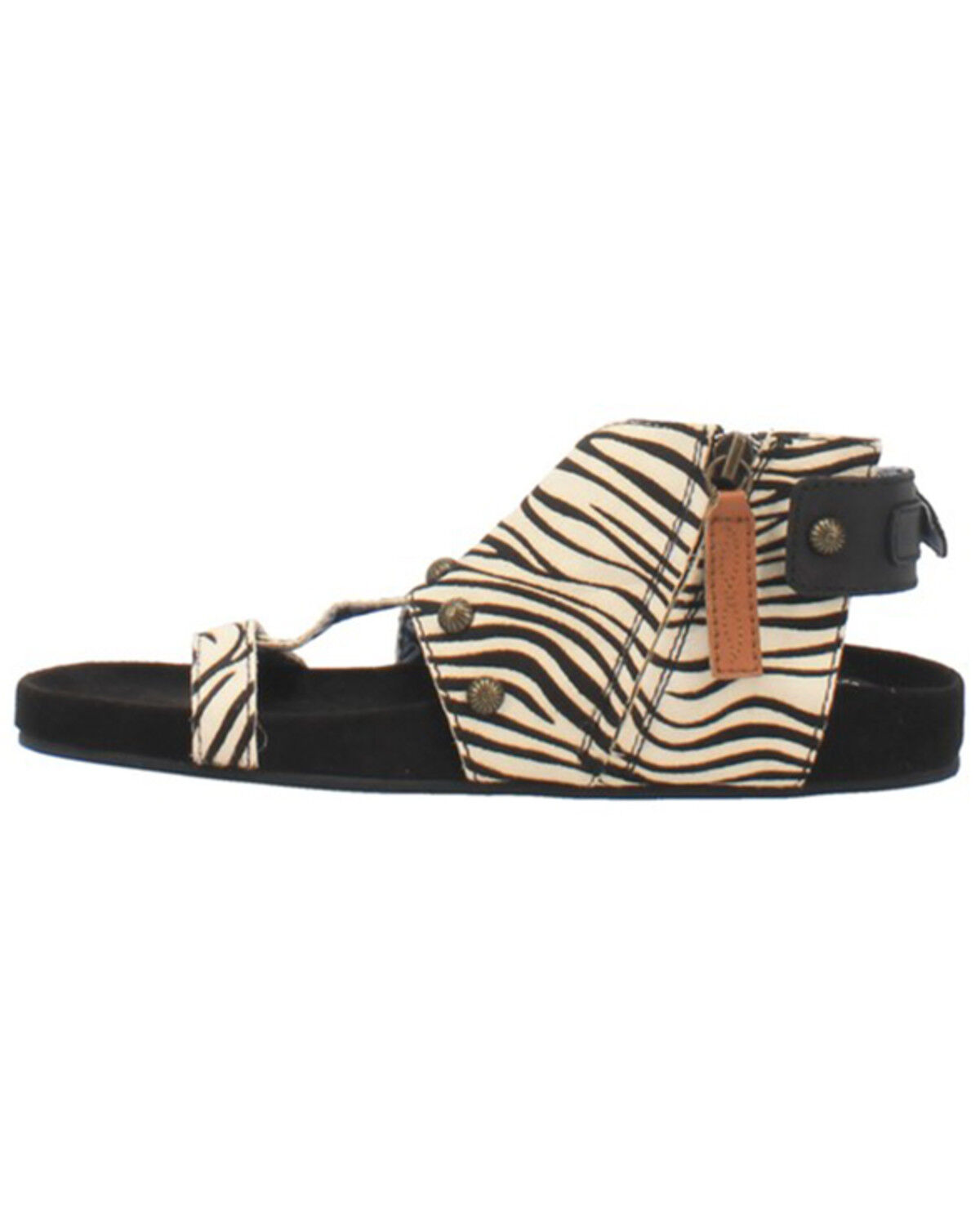 Image #3 - Dingo Women's Sage Brush Zebra Print Calf Hair Sandal, Black, hi-res