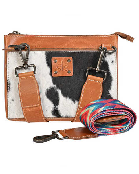 Image #1 - STS Ranchwear by Carroll Women's Cowhide Basic Bliss Lily Crossbody Bag, Black/white, hi-res