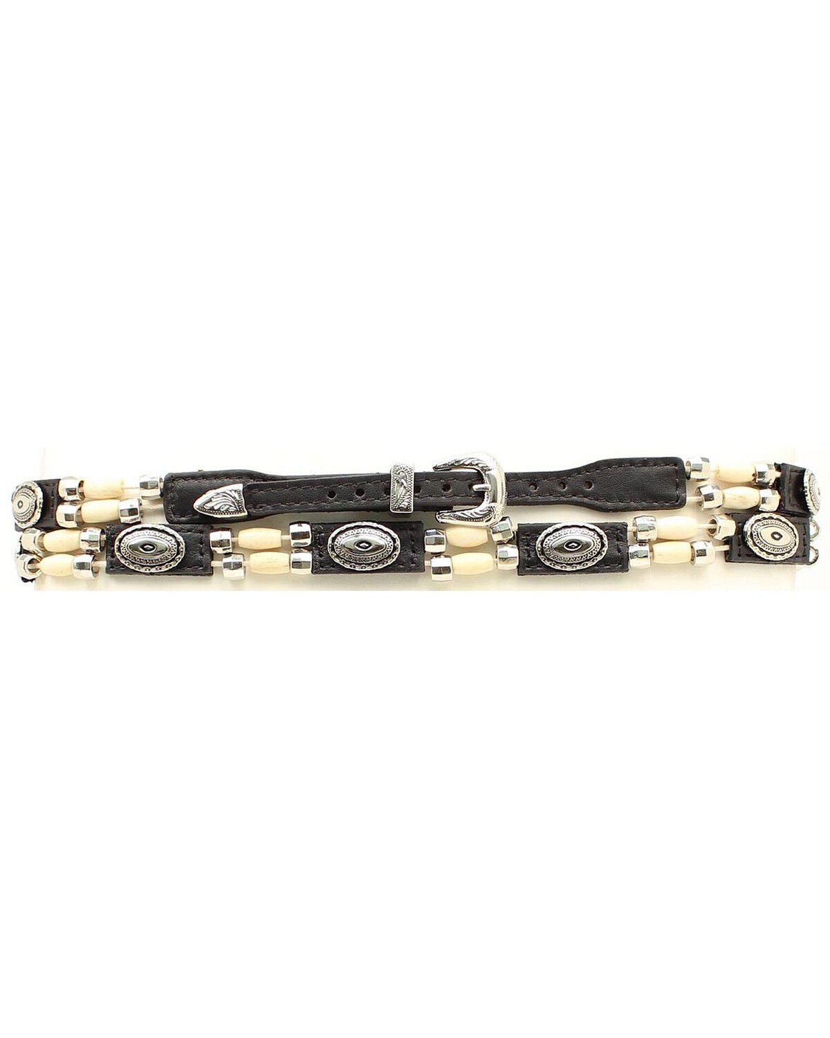 Leather & Bone Beaded Hat Band, Black, hi-res