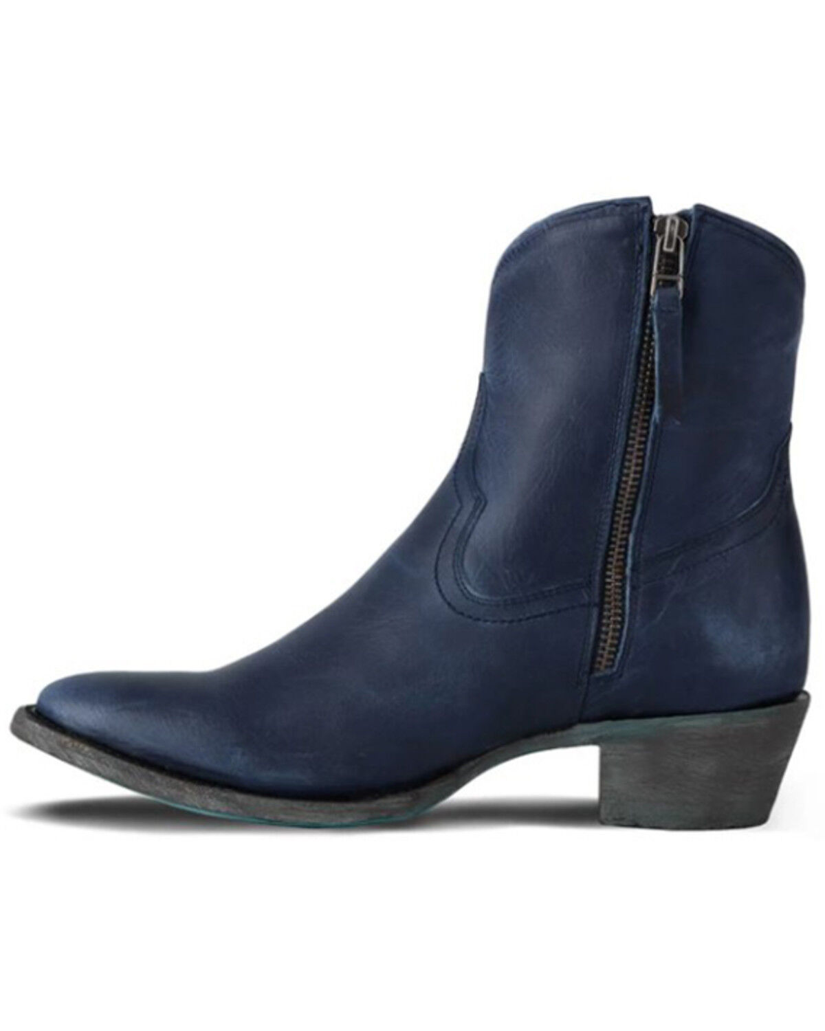 Image #3 - Lane Women's Plain Jane Western Booties - Round Toe, Navy, hi-res