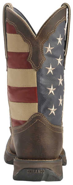 Image #7 - Durango Lady Rebel American Flag Western Performance Boots - Broad Square Toe, Brown, hi-res