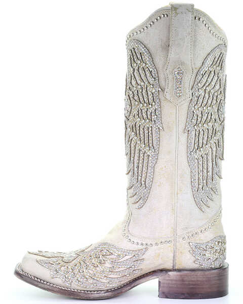 Corral Women's White Cross & Wings Western Boots - Square Toe, White, hi-res