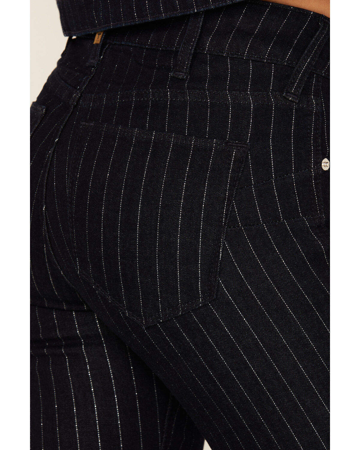 Image #4 - Ariat Women's Jasmine Pinstripe Dark Wash Flare Stretch Denim Jeans, Dark Wash, hi-res
