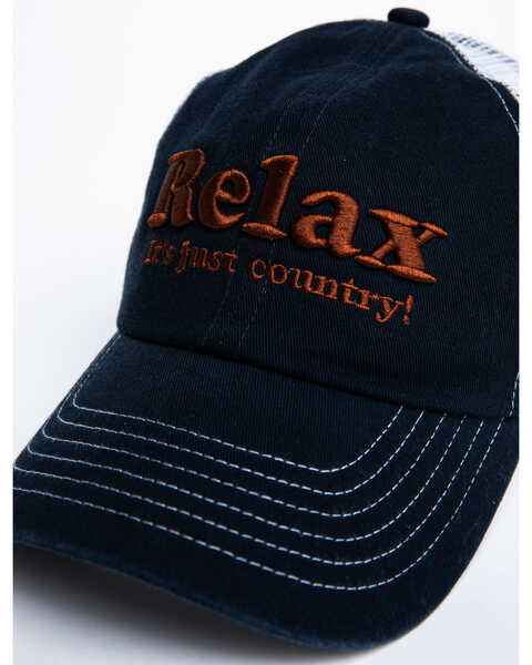 Shyanne Women's Relax It's Just Country Mesh Ball Cap , Blue, hi-res