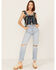 Image #2 - Band of the Free Women's Sleepless Nights Stripe Floral Print Ruffle Sleeveless Top, Navy, hi-res