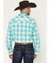 Image #4 - Wrangler Men's Logo Plaid Print Long Sleeve Snap Western Shirt, Turquoise, hi-res