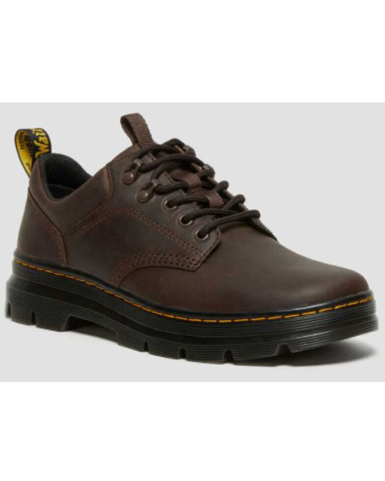 Dr Martens Women's Reeder Crazy Horse Brown Leather Lace-Up Utility Shoe - Round Toe , Brown, hi-res