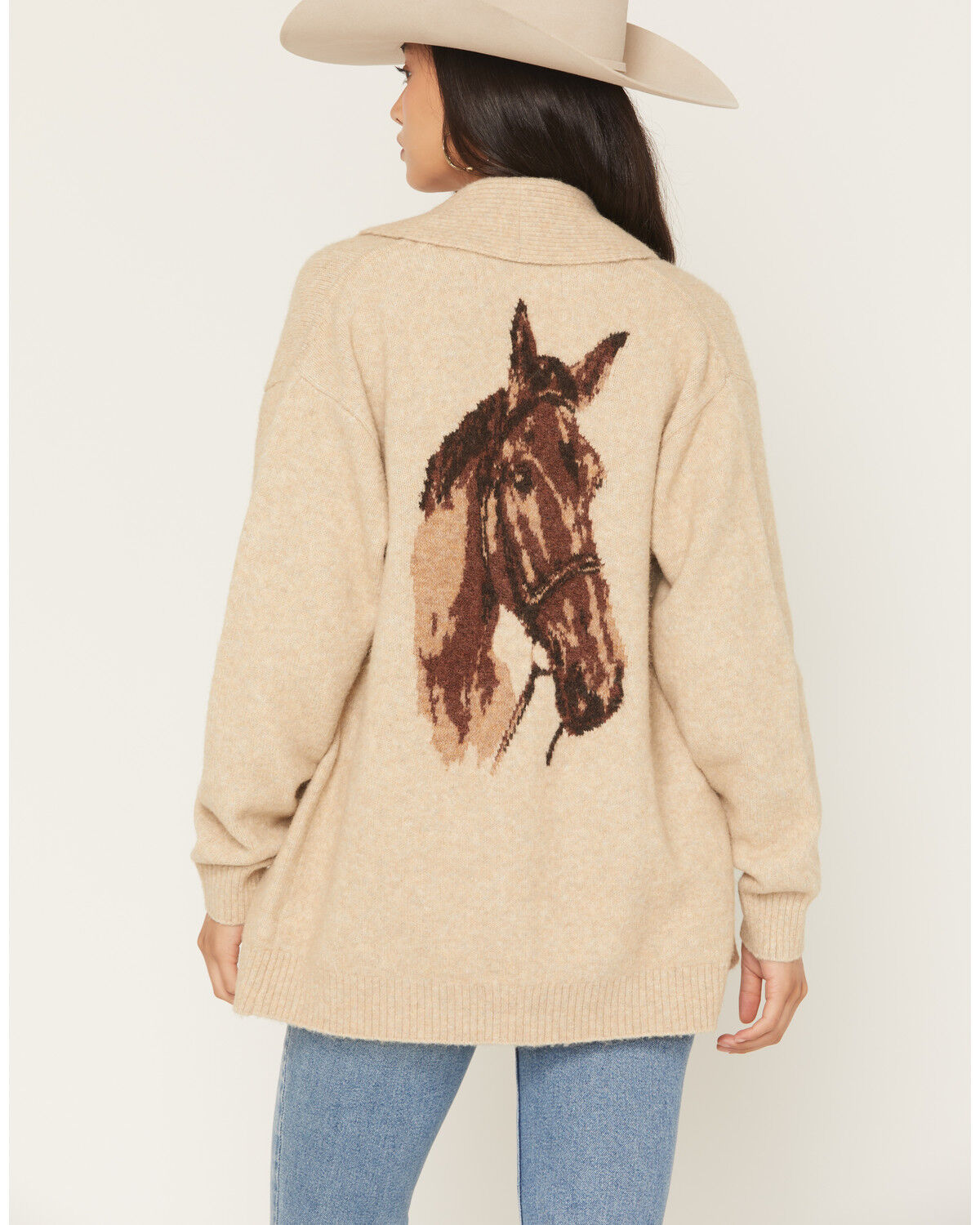 Image #1 - Idyllwind Women's Spartan Horse Cardigan Sweater, Khaki, hi-res