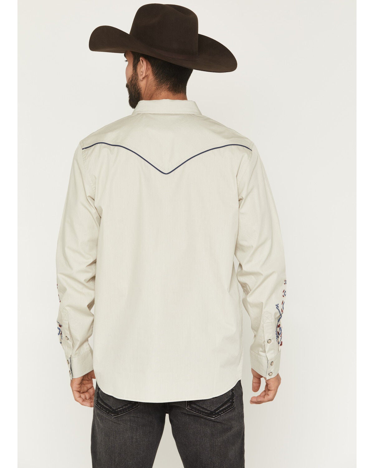 Image #4 - Moonshine Spirit&reg; Men's Ritualistic Solid Embroidered Long Sleeve Snap Western Shirt, Sand, hi-res