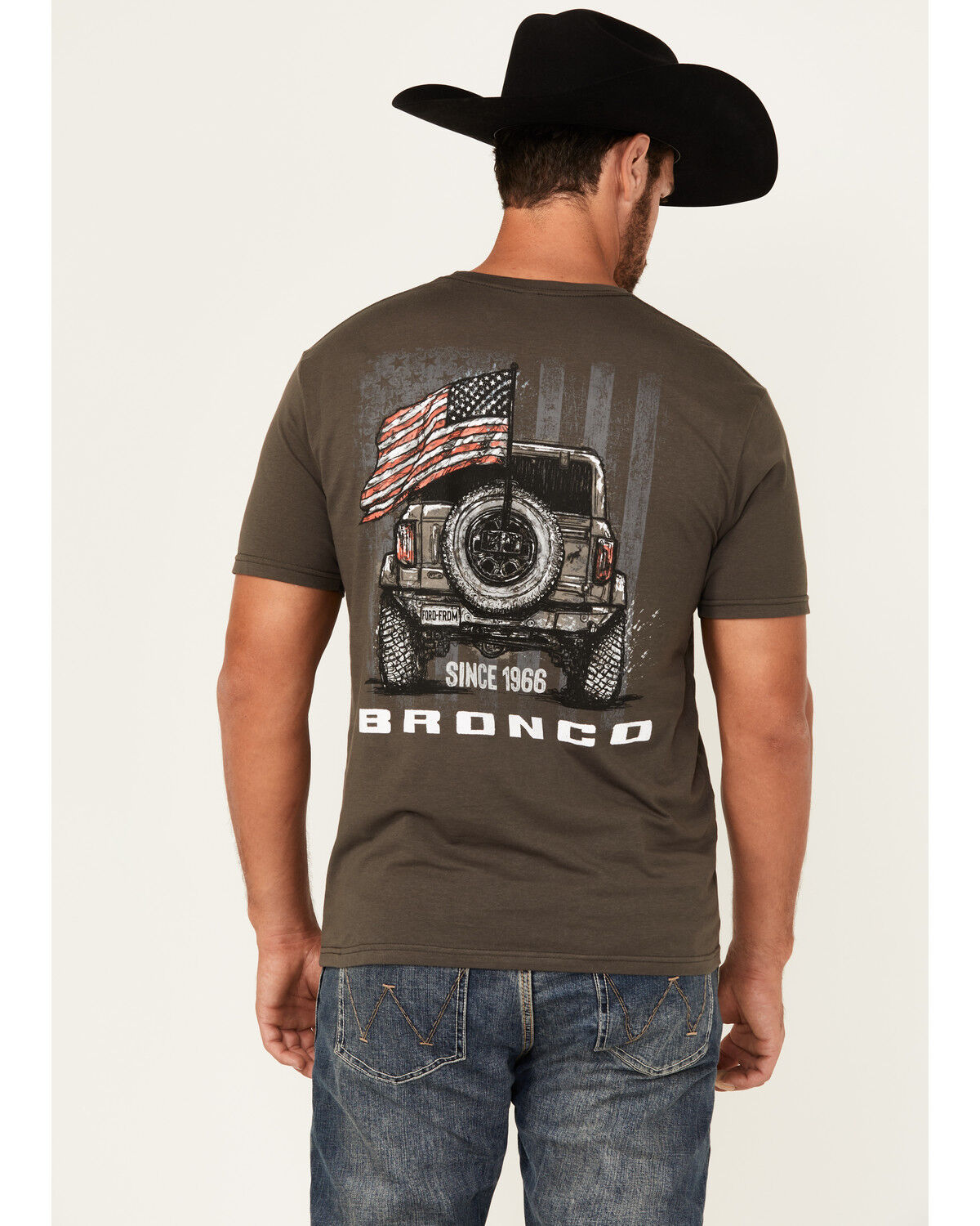 Image #1 - Buckwear Men's Bronco Freedom Short Sleeve Graphic T-Shirt, Grey, hi-res