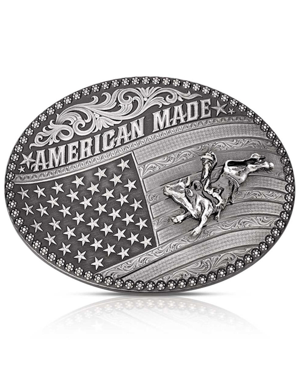 Image #1 - Montana Silversmiths Men's American Made Tradition Bull Rider Belt Buckle, Silver, hi-res
