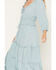 Image #3 - Wild Moss Women's Solid Jacquard Smocked Waist Midi Dress, Blue, hi-res