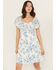 Image #3 - Shyanne Women's Floral Print Tie Front Mini Dress, White, hi-res