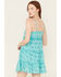 Image #4 - Rock & Roll Denim Women's Eyelet Sleeveless Mini Dress, Teal, hi-res