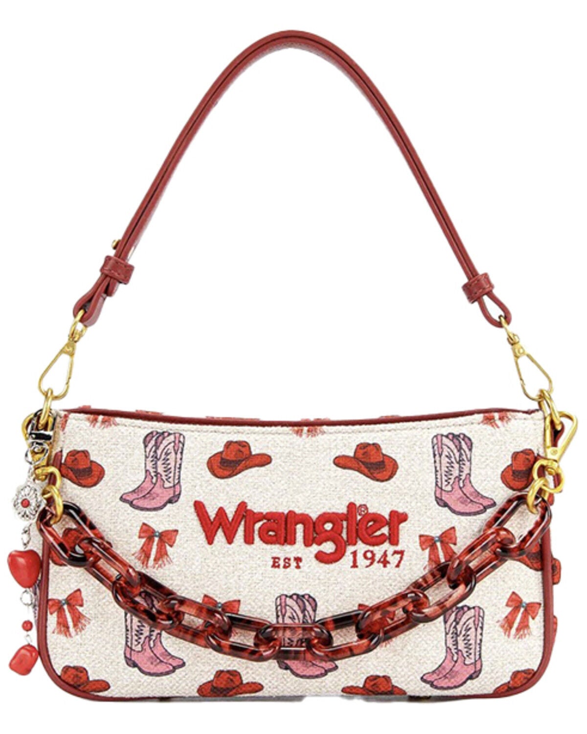 Image #1 - Wrangler Women's Western Print Embellished Shoulder Bag, Pink, hi-res