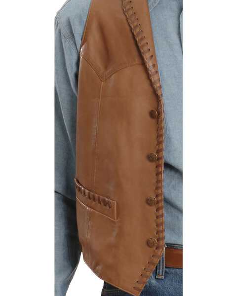 Image #2 - Scully Men's Whipstitch Lamb Leather Vest, Tan, hi-res
