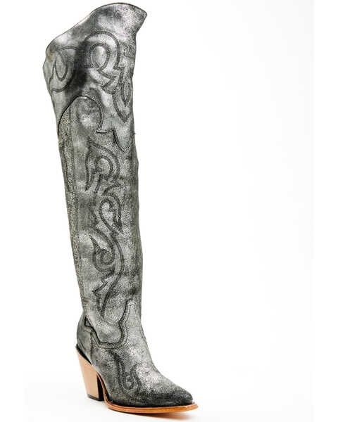 Corral Women's Metallic Tall Western Boots - Snip Toe , Silver, hi-res