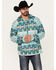 Image #1 - Rock & Roll Denim Men's Southwestern Print Hooded Sweatshirt, Turquoise, hi-res