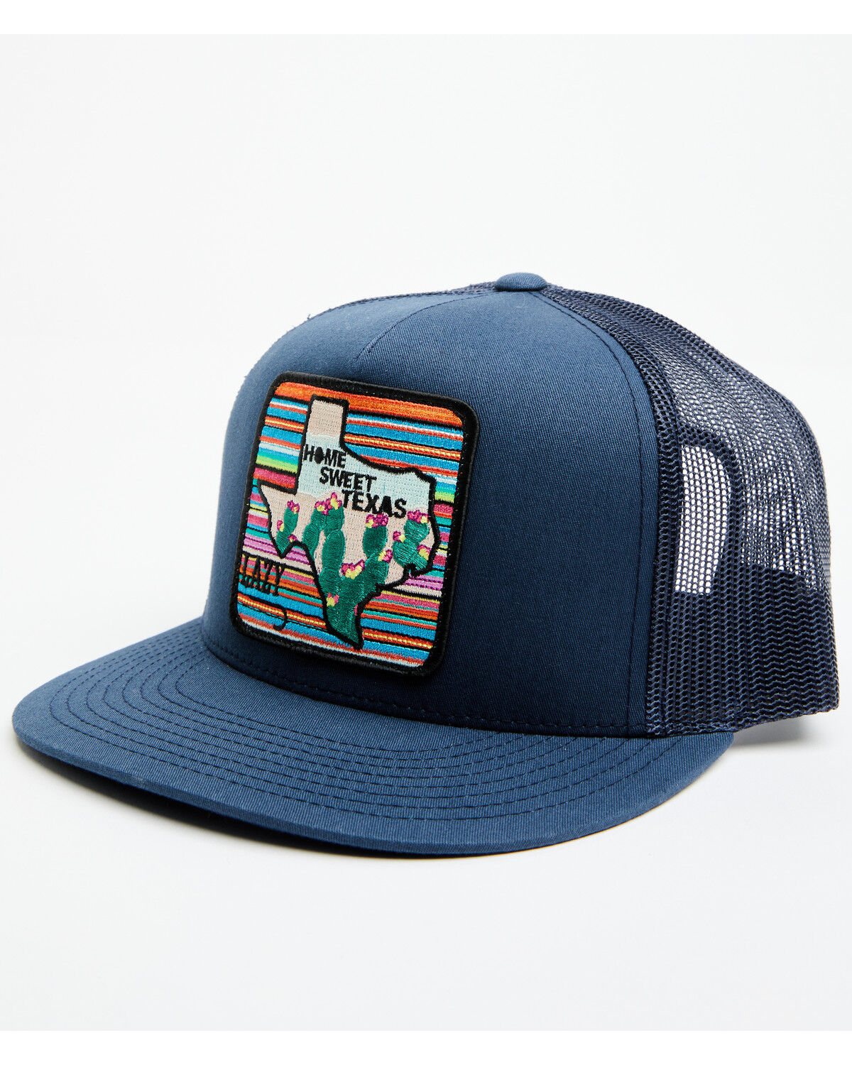 Image #1 - Lazy J Ranch Men's Home Sweet Texas Patch Mesh-Back Ball Cap, Navy, hi-res