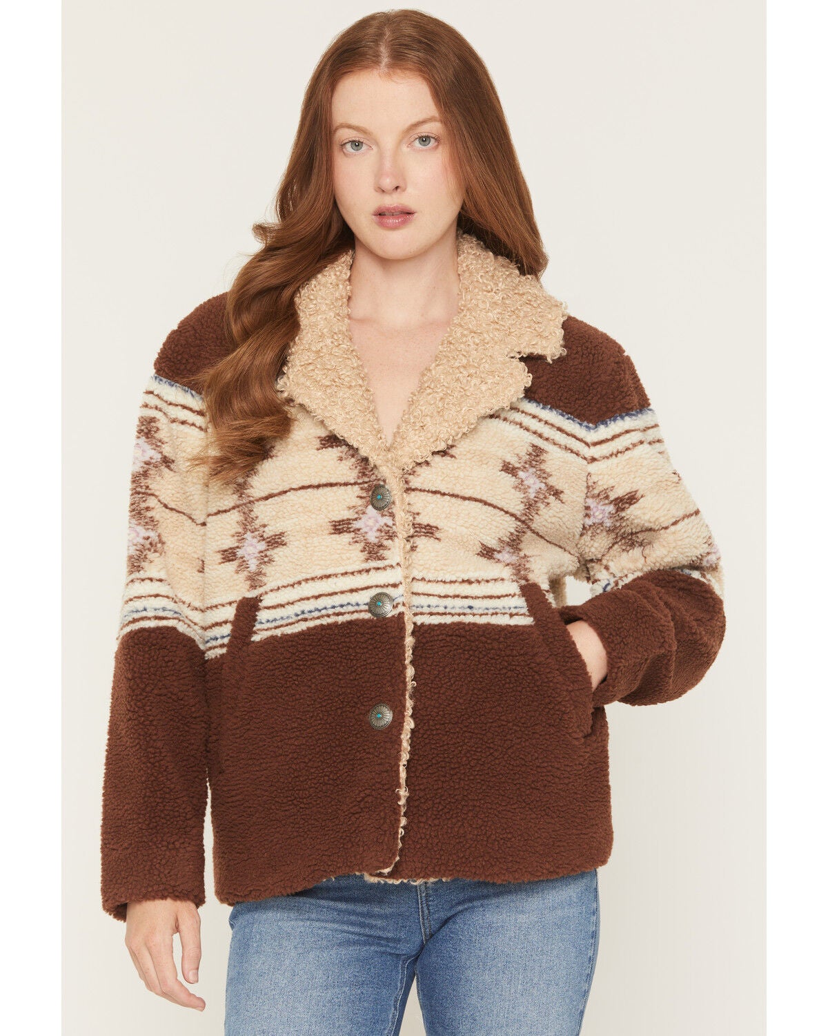 Idyllwind Women's Stonewood Sherpa Coat, Brown, hi-res