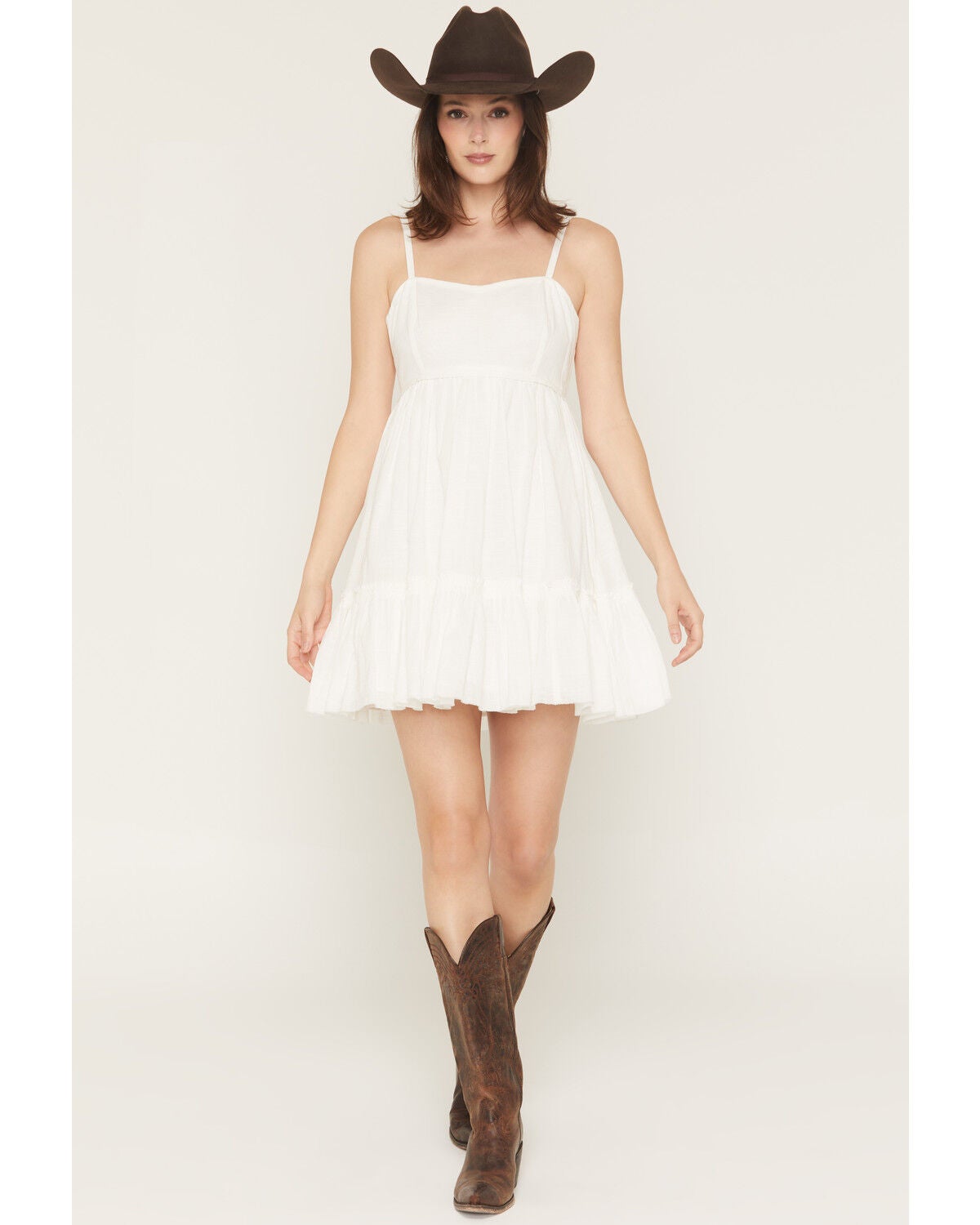 Image #3 - Shyanne Women's Tiered Tie-Back Mini Dress, White, hi-res