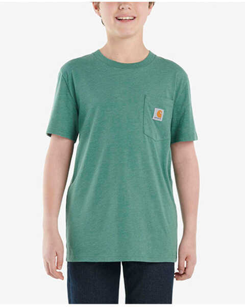 Carhartt Boys' Logo Short Sleeve Pocket T-Shirt, Medium Blue, hi-res