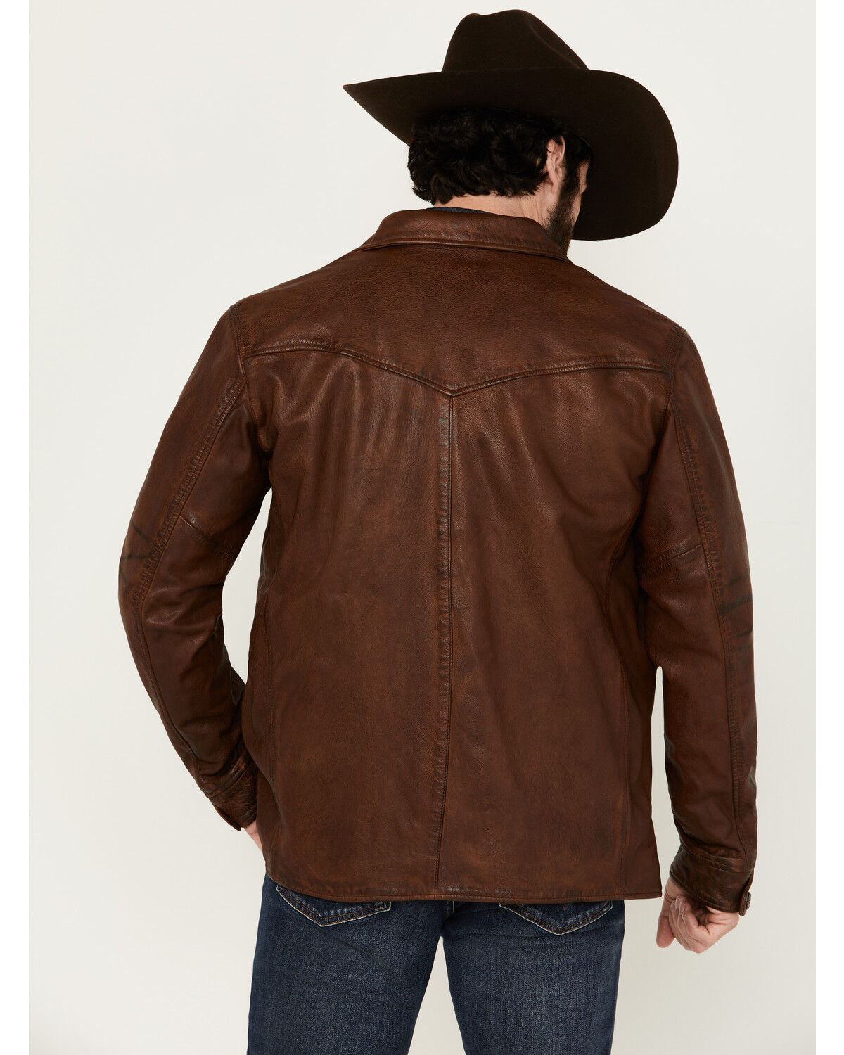 Image #4 - Cody James Men's Helena Flannel Lined Button-Down Leather Jacket, Cognac, hi-res