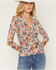 Image #2 - Shyanne Women's Floral Print Long Sleeve Button-Down Mesh Shirt, Cream, hi-res