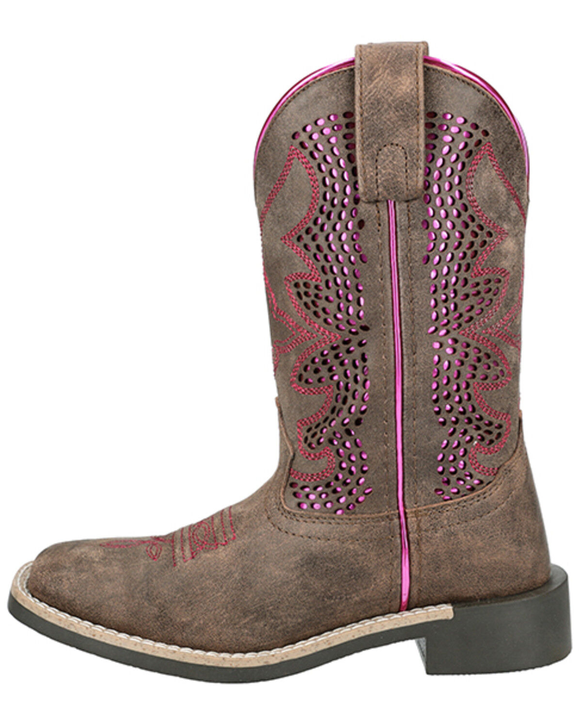 Image #3 - Smoky Mountain Little Girls' Willow Western Boots - Broad Square Toe, Brown, hi-res