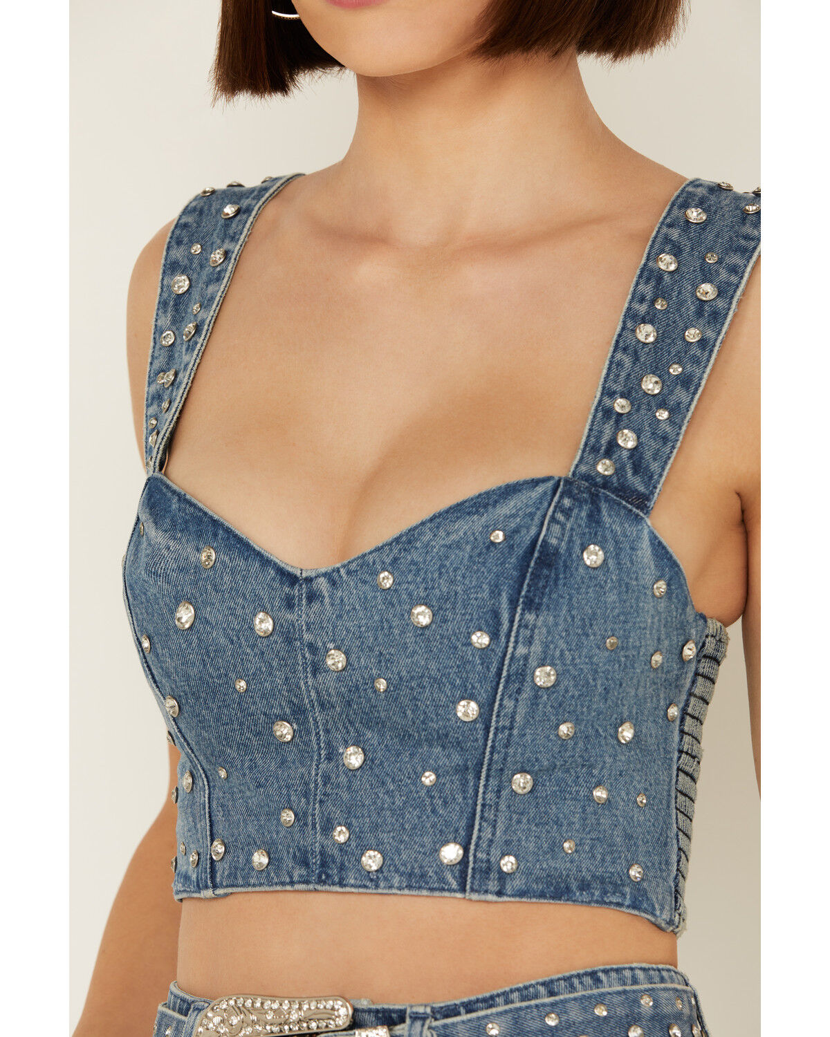 Image #3 - Show Me Your Mumu Women's Dover Embellished Corset Denim Top, , hi-res