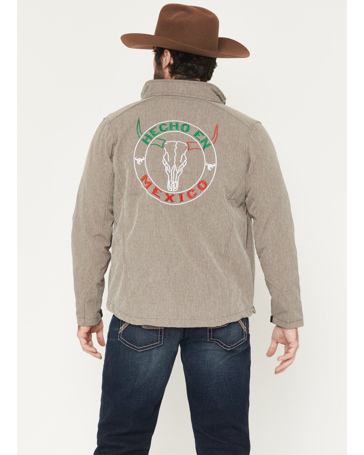 Cowboy Hardware Men's Hecho en Mexico Longhorn Softshell Jacket, Khaki, hi-res