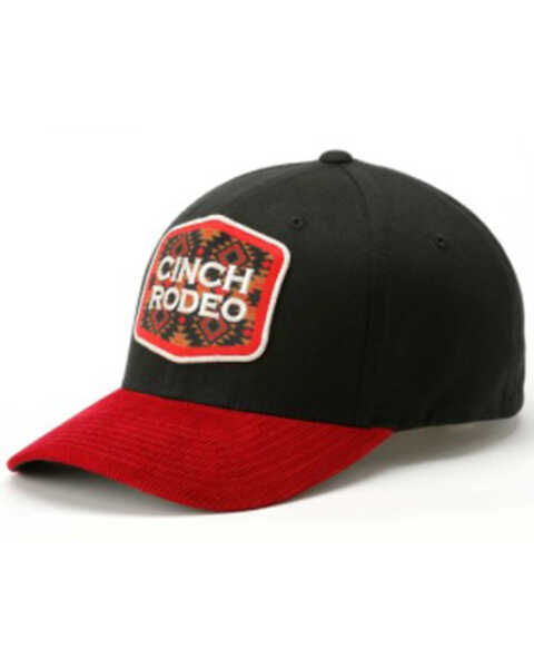 Cinch Men's Black & Red Flexfit Cap, Black, hi-res