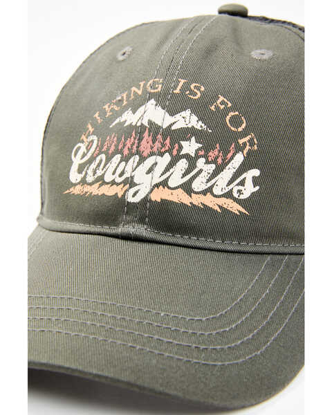 Image #2 - Shyanne Women's Hiking Is For Cowgirls Mesh-Back Ball Cap, Olive, hi-res