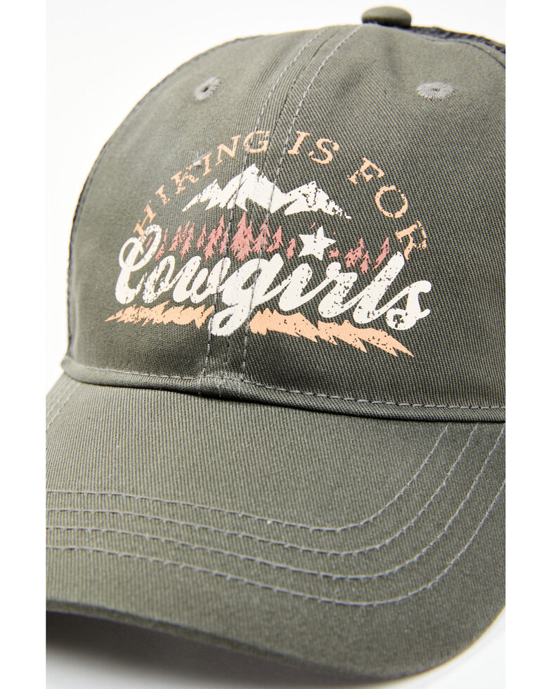 Shyanne Women's Hiking Is For Cowgirls Mesh-Back Ball Cap, Olive, hi-res