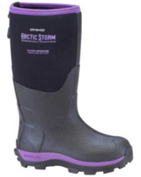 Dryshod Girls' Arctic Storm Rubber Boots - Soft Toe, Black/purple, hi-res