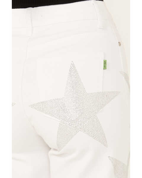 Image #4 - Vibrant Denim Women's Rhinestone Star High Rise Wide Leg Jeans , White, hi-res