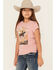Image #1 - Shyanne Girls' Long Live Cowgirls Short Sleeve Graphic Tee, Pink, hi-res