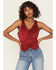 Image #1 - Rock & Roll Denim Women's Fringe Faux Suede Vest, Red, hi-res